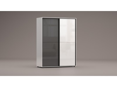 Гардероб с плъзгащи врати Аполо 4 (антрацит гланц/бяло гланц)